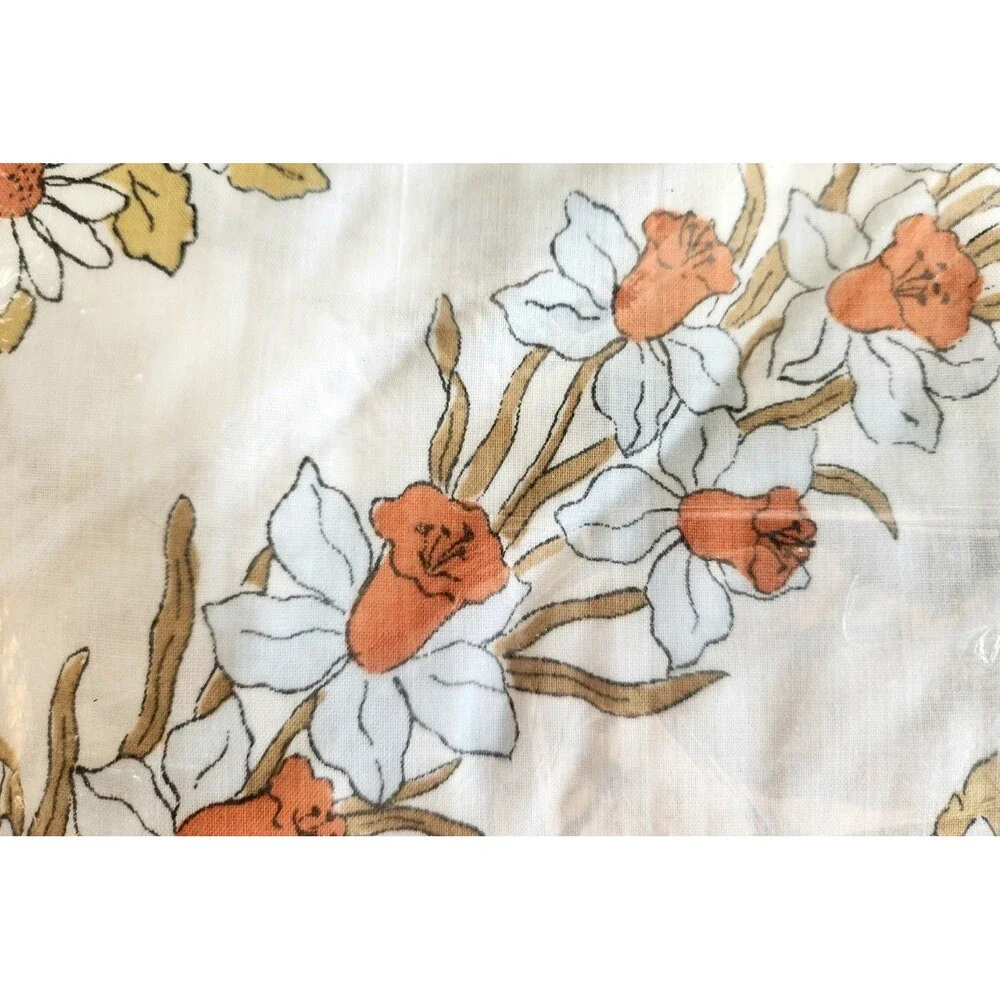 Vintage NWT NOS Cannon EDGEMONT Full Fitted Sheet Floral Garlands Muslin  *